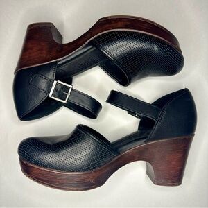 B.O.C. GIa Comfort Wedge Black Closed Toe Retro Platform Sandals 9M Clog Shoes